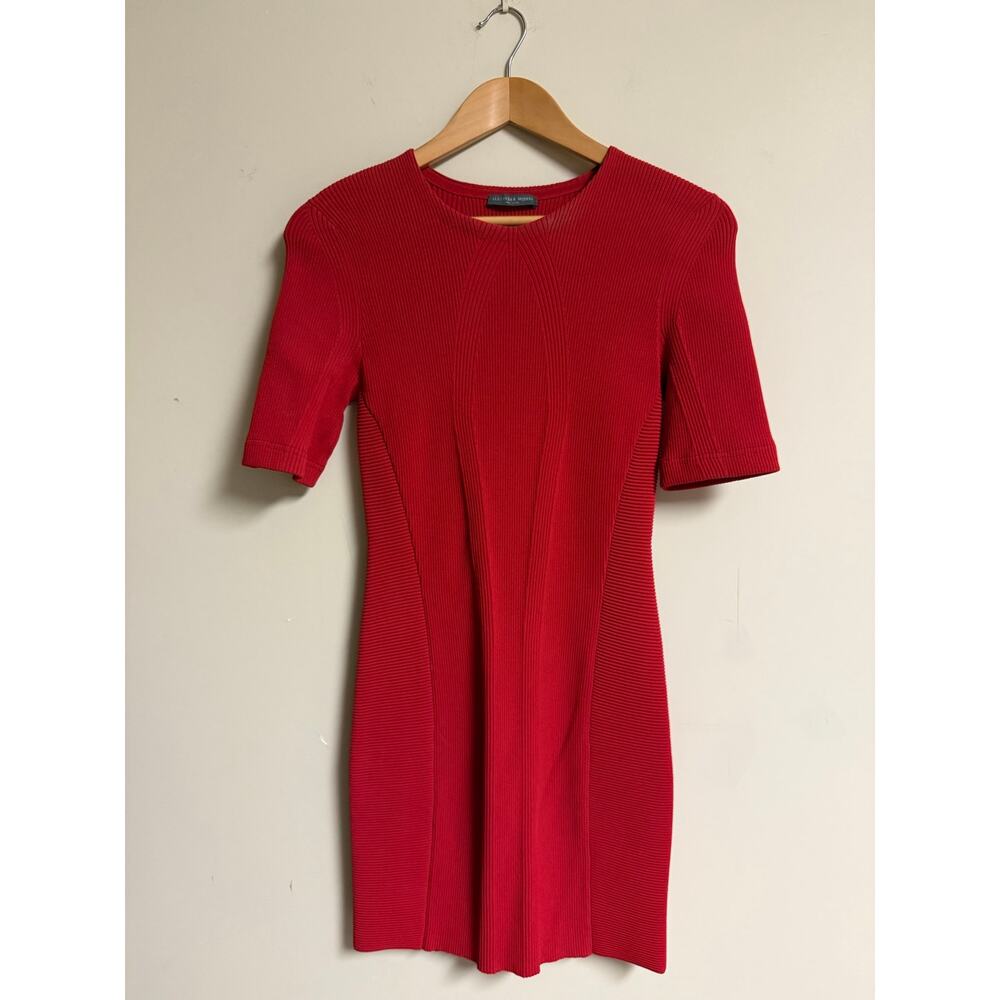 Alexander McQueen Red Ribbed Knit Midi Dress